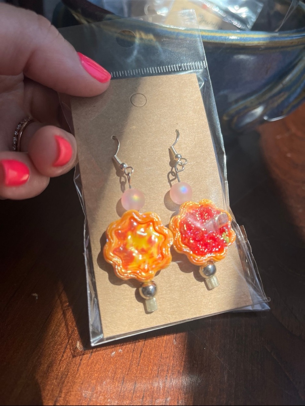 Handmade pie earrings on 925 earrings